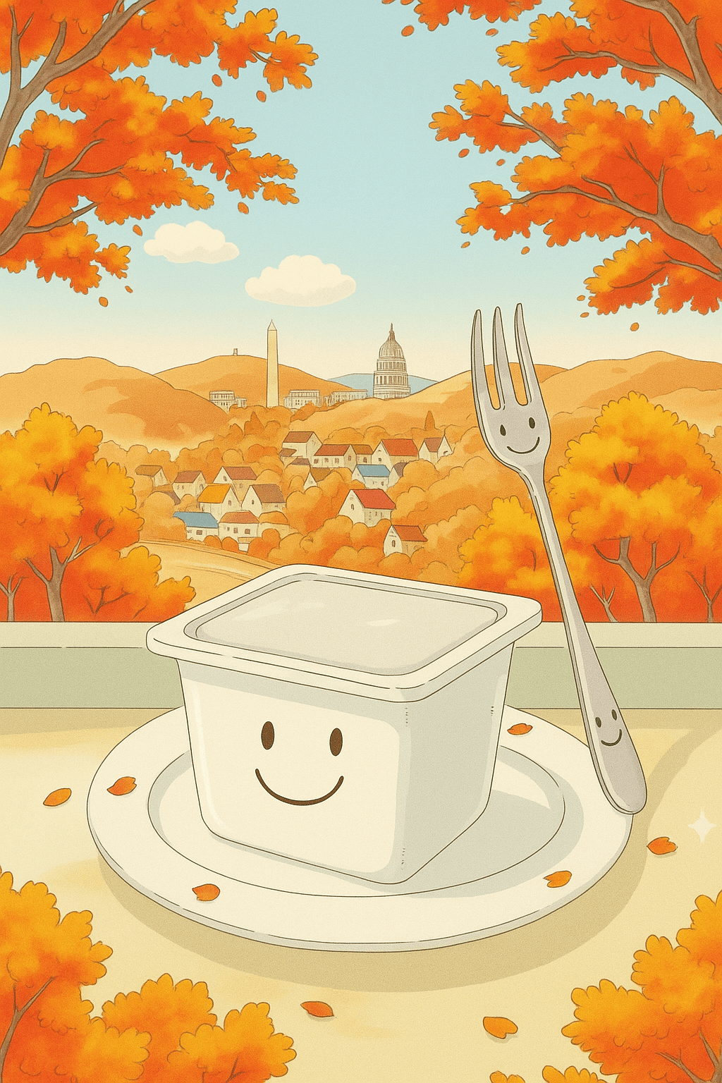 A happy pudding and fork